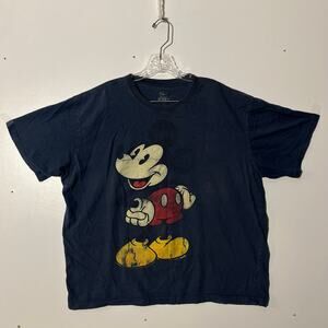 VINTAGE Retro Y2K Disney Mickey Mousee Graphic Short Sleeve Blue T Shirt Mens L‎